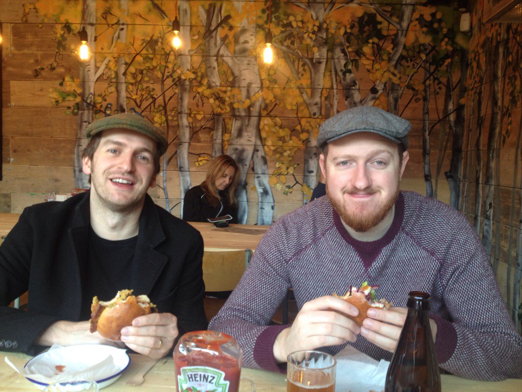 Just had an awesome burger at <a href="/BurgersAtN8/">Burgers@</a> in Crouch End with these 2 chaps! Thoroughly recommended! #goodfood