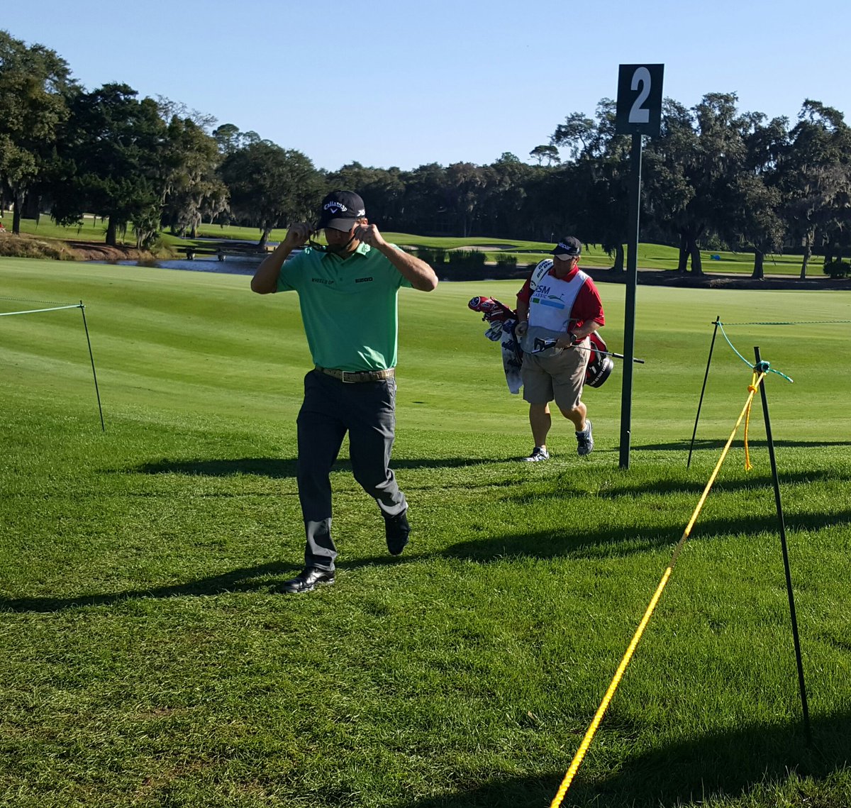 PGATOUR's tweet photo. After a tap-in birdie on No. 2, Kevin Kisner has a two-shot lead at Sea Island. 😎 https://t.co/OeR1ihpJGF