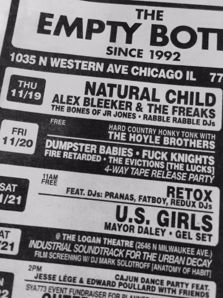 fukn's tweet photo. tonite @theemptybottle! https://t.co/vDp2NiD1rW https://t.co/MiIxz9s0qY