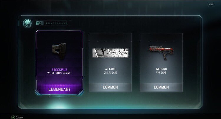 decoyable's tweet image. 1st ever legendary and it's for the Weevil. Dang it Vahn! LOL #BO3 #2XPWeekend