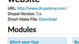DrupalXRay's tweet image. Drupal X-Ray can now generate a scanned site’s list of modules as a Drush make file! #drupal drupalxray.com