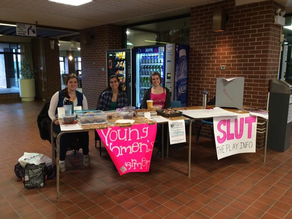 Info booth in the SUB <a href="/stfxuniversity/">StFX University</a> for #SLUTthePlay <a href="/TheatreAnt/">TheatreAntigonish</a> #stopslut #nomeansno #slutsquadlove