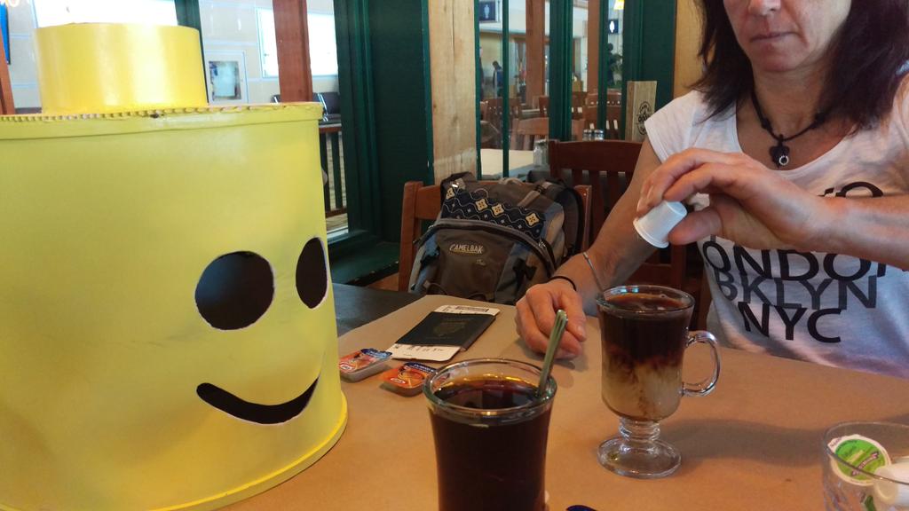 Lego man head barely survived the airport security scanner. Now to see if fits in overhead. #sscxwc15vic