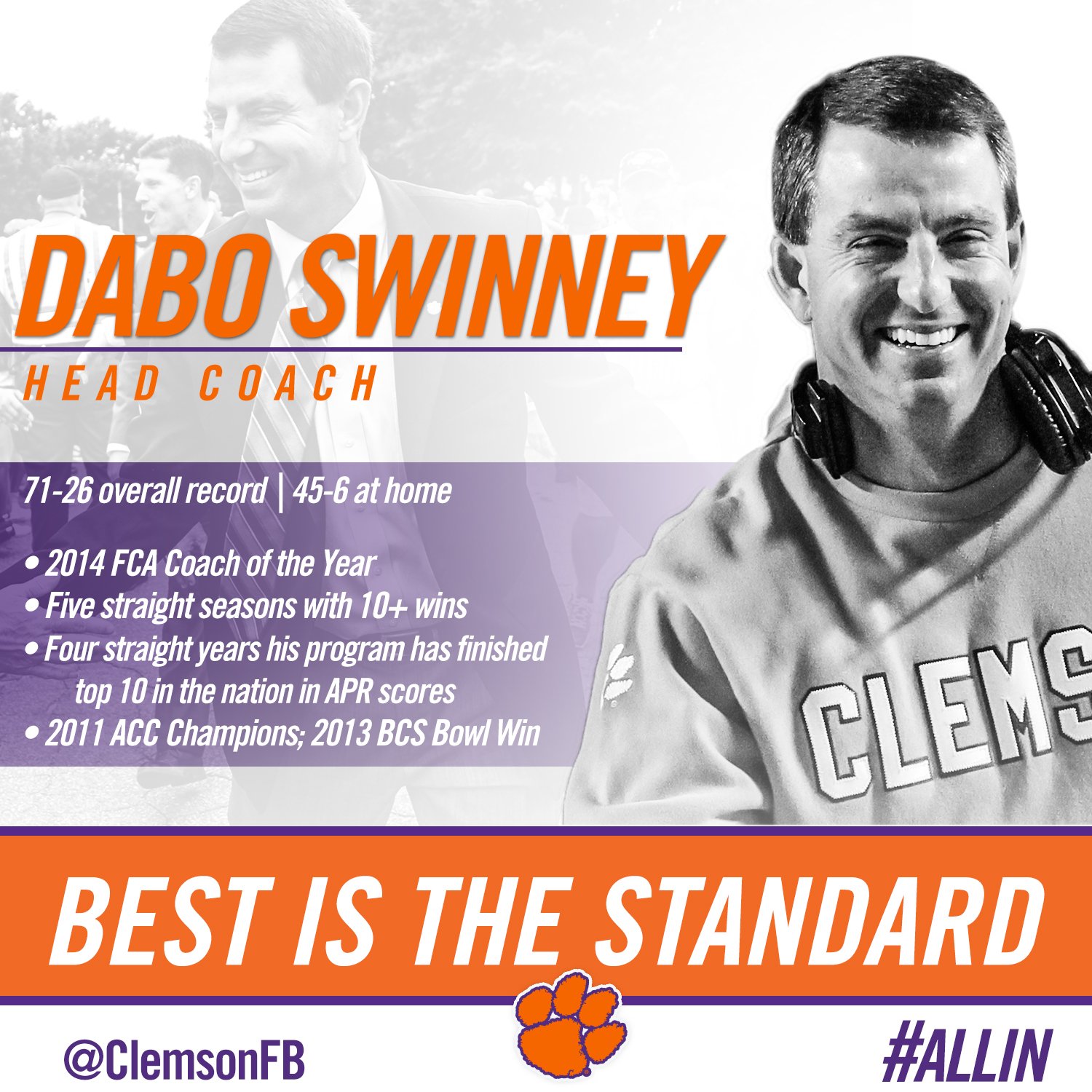 Happy birthday to the BEST coach in college football, Dabo Swinney! 