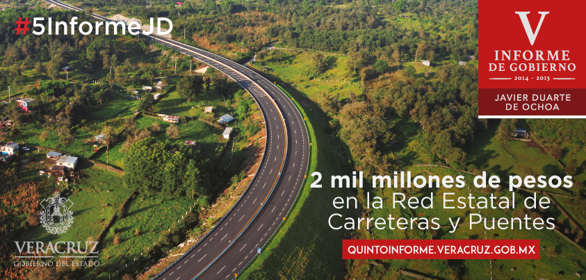 Javier_Duarte's tweet photo. Tan solo en 2015 invertimos casi 2 mil millones de pesos en la Red Estatal de Carreteras y Puentes. #5InformeJD https://t.co/McSizB4zgd