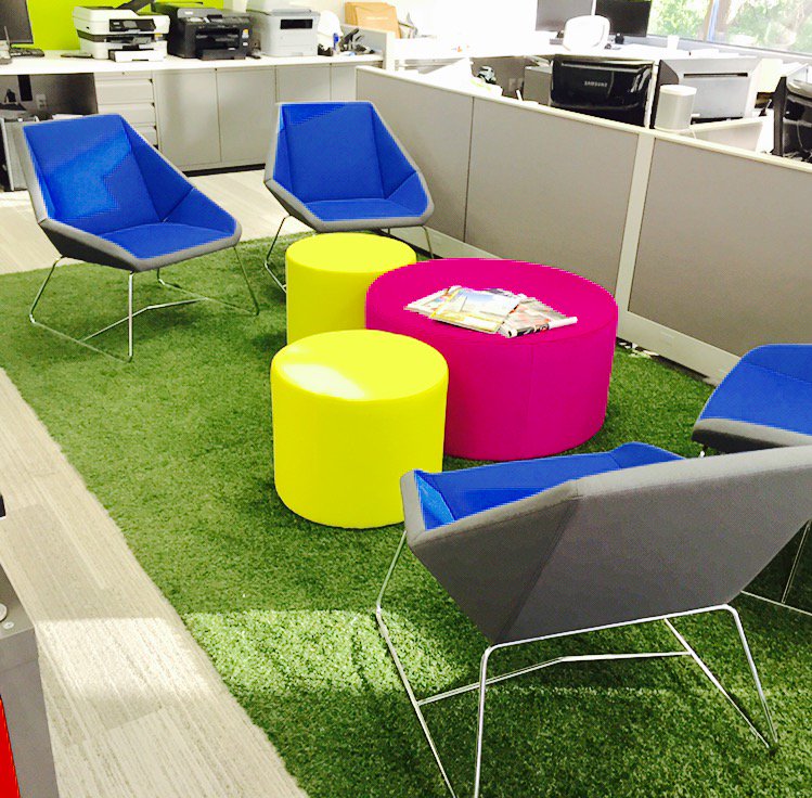 Great colors &amp; beautiful office <a href="/ArchitectsPlus/">colin sharpe</a>! Nios lounge chairs <a href="/ArcadiaContract/">Arcadia</a> Boost mobile ottoman @OFSBrands