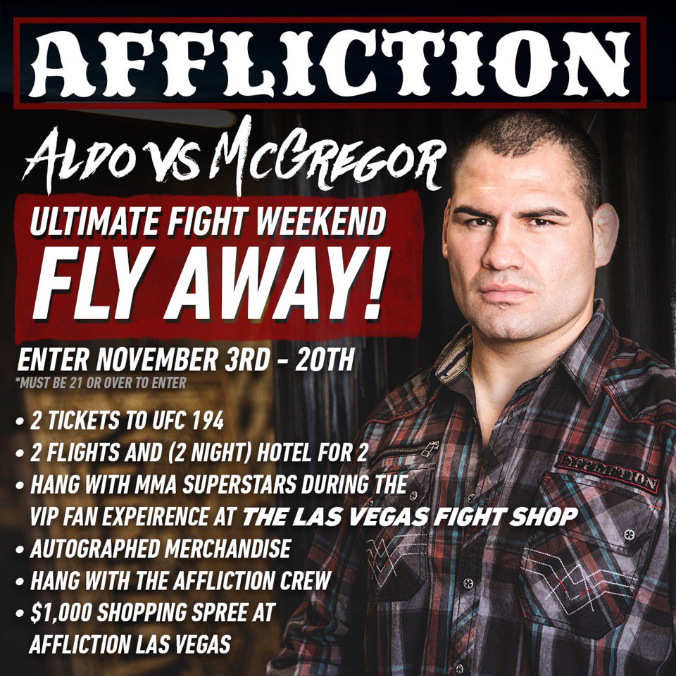 LVFightShop's tweet image. Join @Affliction for #UFC194! Enter to WIN  free flight, hotel, tickets &amp;amp; more! afflictionclothing.com/112015-contest