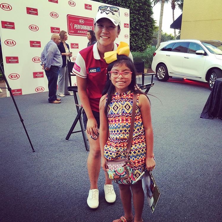 LPGAGirlsGolf's tweet photo. It's day 3 of #BeansWeek at the @CMEGroupLPGA! One of the many highlights of the week so far...meeting @LydiaKo! https://t.co/6JtmQe7hpN