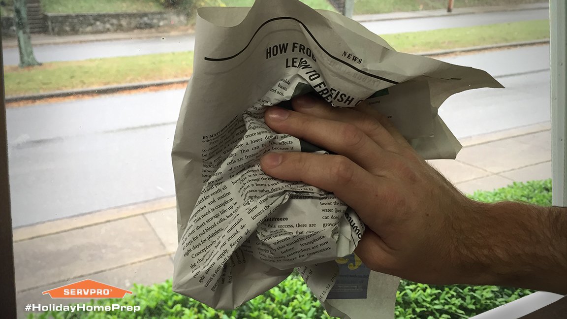 Keep your windows free of streaks by using newspaper instead of a paper towel to clean the glass. #HolidayHomePrep