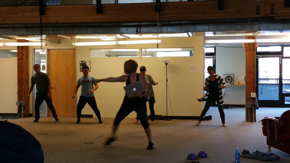 SeattleGoodwin's tweet photo. We're so serious about data that we chat &amp; work out at the same time! #attribution #leadgentactics #lunch @bizible https://t.co/3fLxbtUhoH