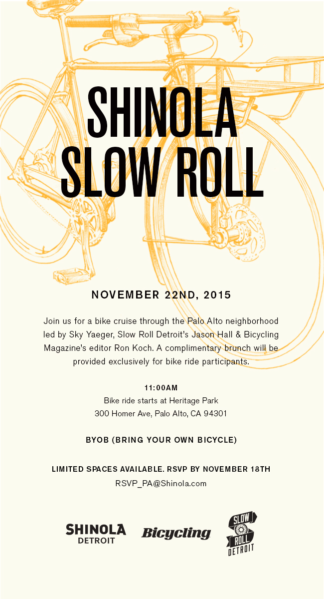 bikesv's tweet photo. #PaloAlto Slow Roll Sunday w/@detroitbikecity @Shinola @BicyclingMag. Who's doing this &amp; @SJBikeParty? #bikewknd https://t.co/nERrEOhklk