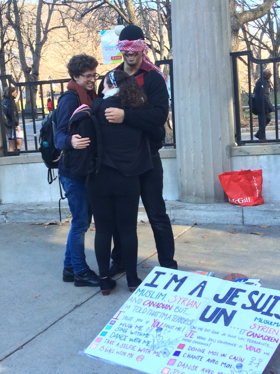 Global_Montreal's tweet image. "I'm a #Muslim, #Syrian &amp;amp; #Canadian." Keep an eye out for this guy @McgillU &amp;amp; send us pics if you give him a #hug!