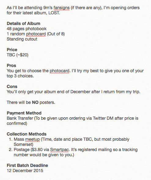 gomdesu's tweet photo. [SG ONLY] For SG Mines who are interested in ordering 9m's latest album, LOST. Read more for info: https://t.co/LRtrD6T71F