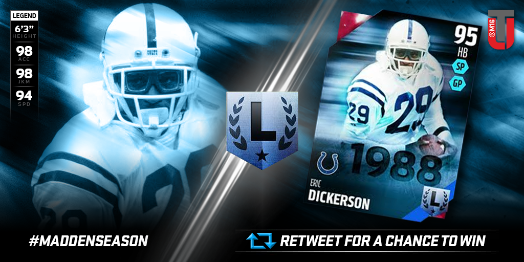 EASPORTS_MUT's tweet image. Lets giveaway a few of last weekends Legends! RT to enter! 
#MaddenSeason @EricDickerson