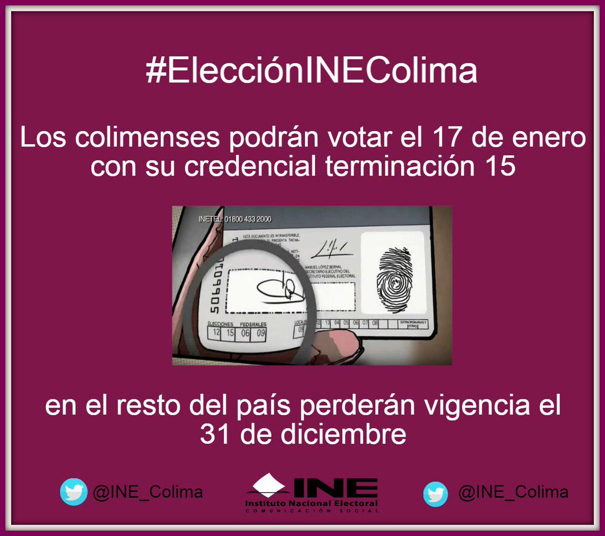 LaGrullaInforma's tweet image. Ray_More_CNC: RT INE_Colima: Los colimenses podrán votar con su #credencial terminación 15; en el resto del país p…