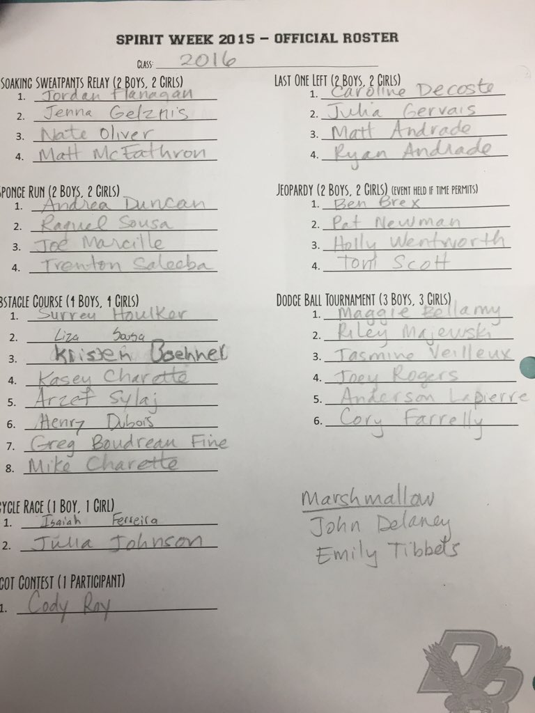 DRClassof2016's tweet photo. Here are the senior rosters for spirit week!!!! Any questions or comments , please contact John Delaney   😎 https://t.co/bG4vTnkkQJ