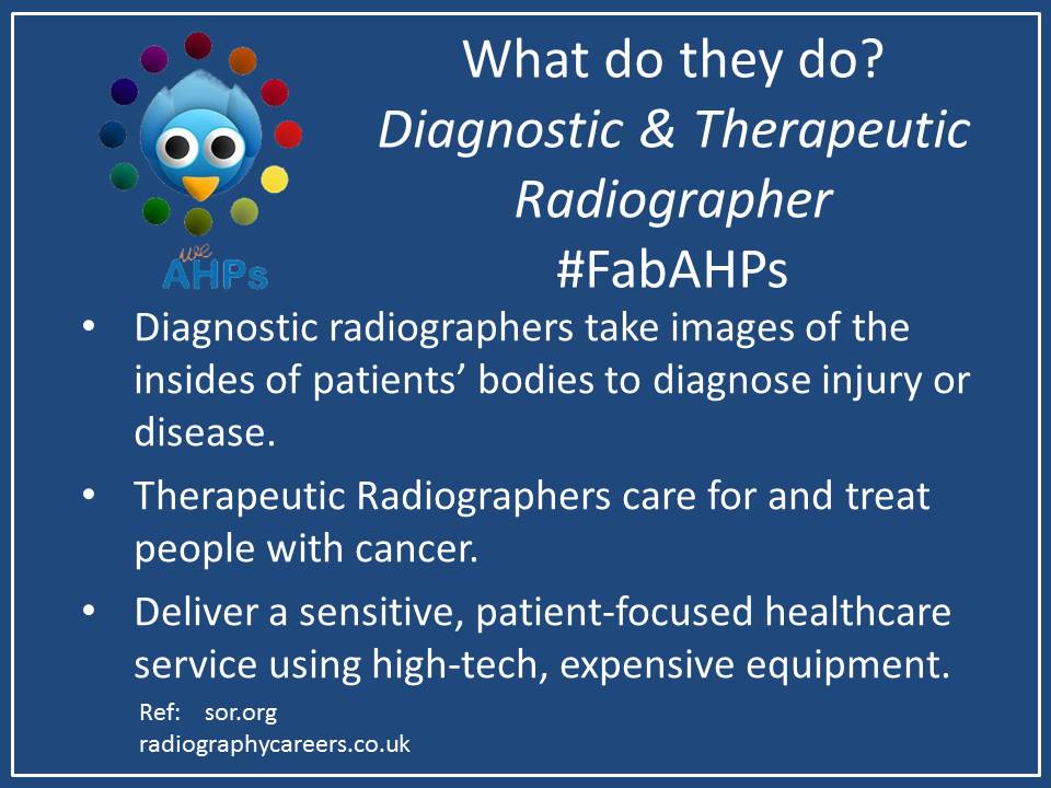 RT @WeAHPs: Allied Health Professions – Radiographer; Who are they? What do they do?
#FabAHPs @FabNHSStuff