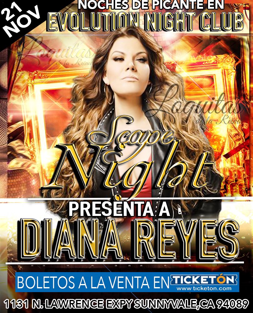 lauzavala24's tweet photo. Mañana 21 de Nov espectacular bailazo con la reina @DianaReyesMusic en #ScapeNight #EvolutionNightClub NO FALTEN💃👏🏻🎶 https://t.co/k0pt1Bo9By