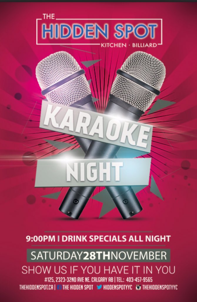 HiddenSpotYYC's tweet photo. Karaoke Night is back! 🎤 🍻#TheHiddenSpotYYC https://t.co/cZ4Wp3T655