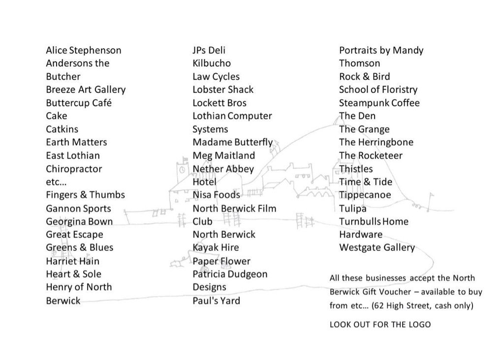 Look who takes North Berwick gift vouchers (though <a href="/FidraFineArt/">Fidra Fine Art</a> should be on the list too... and some more to add)