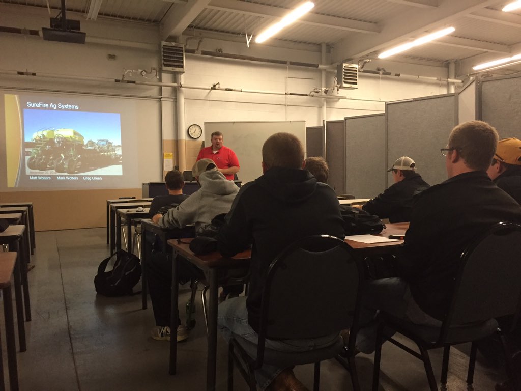 KSU_PrecisionAg's tweet photo. Matt and Mark Wolter talking about SureFireAg #Nutrient #ApplicationSystems #precisionag class @KStateBAE https://t.co/Sb0dNgClV4