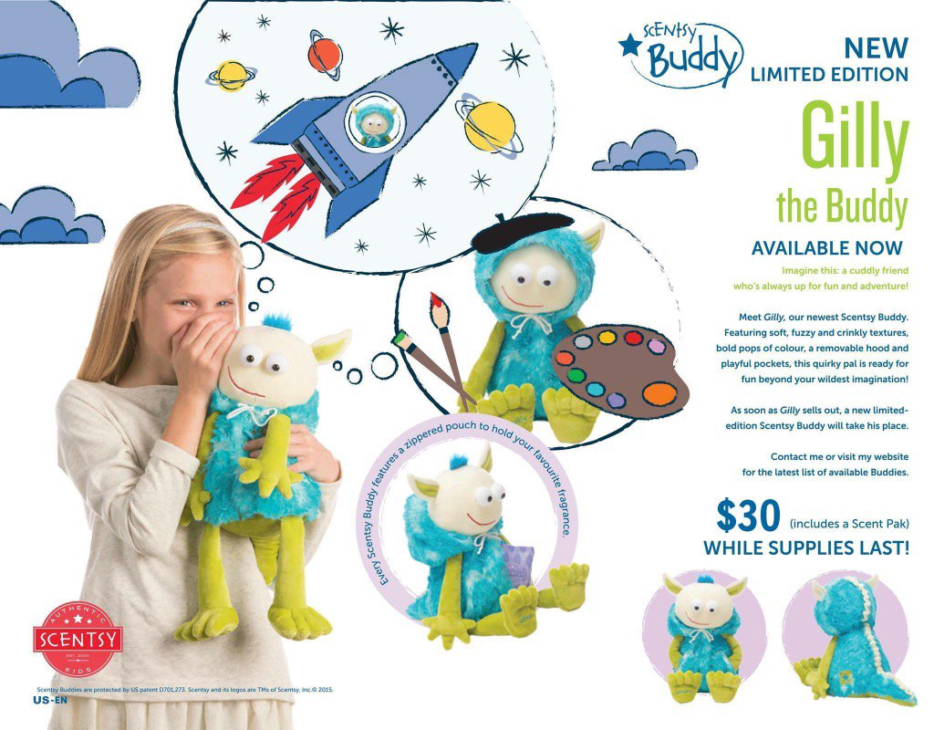 SmellyGoodShop's tweet photo. Meet Gilly, our newest Scentsy Buddy. Visit my website for a list of Scentsy Buddies. 
https://t.co/y3KYfHwf1o https://t.co/lvMvuIOtfy