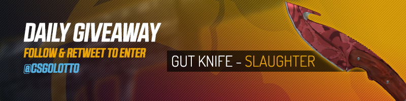 CSGOLotto's tweet image. Happy Friday! DAILY GIVEAWAY!

Gut Knife Slaughter

RT+Follow, more ways to enter here: goo.gl/QUlIAy