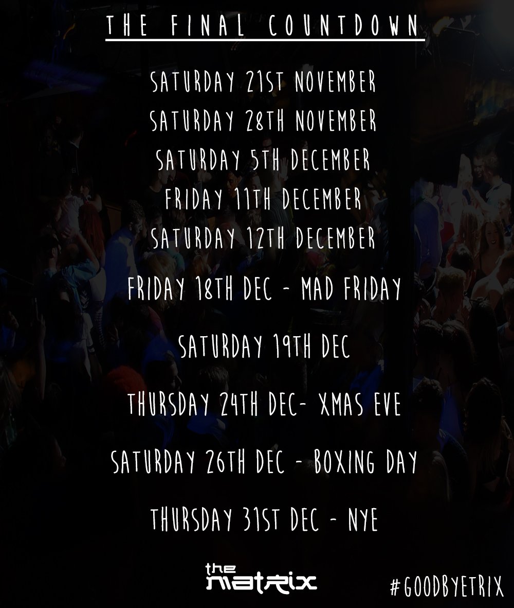 matrixripon's tweet image. 10 nights left at Trix.. and we really really really really REALLY are closing. #goodbyetrix