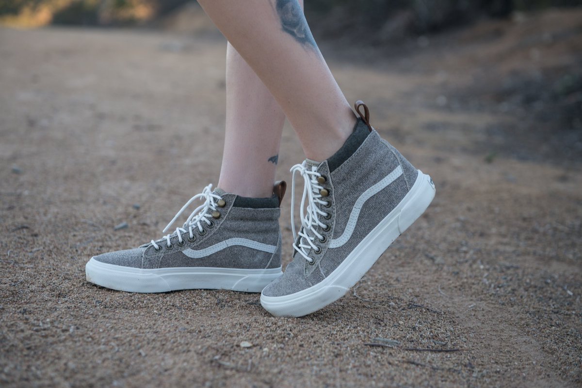 womens vans grey sk8-hi mte denim suede trainers