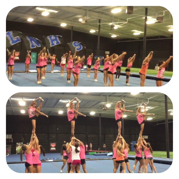 LakeCheer's tweet photo. Working hard during our last practice before regionals! #pinkpractice #lkncheer https://t.co/Okbd6NWV2c