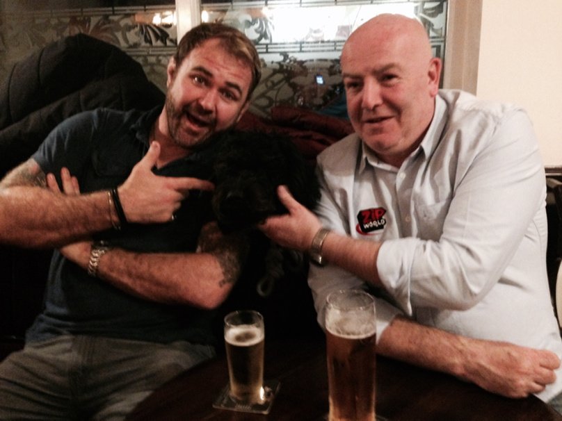 ZipWorldUK's tweet photo. @SeanZipWorld @ScottQuinnell & Basil in #Llanrwst for a #Friday #evening tipple! #Basilhalfpint #drinkingdog https://t.co/PHfBf3D0cD