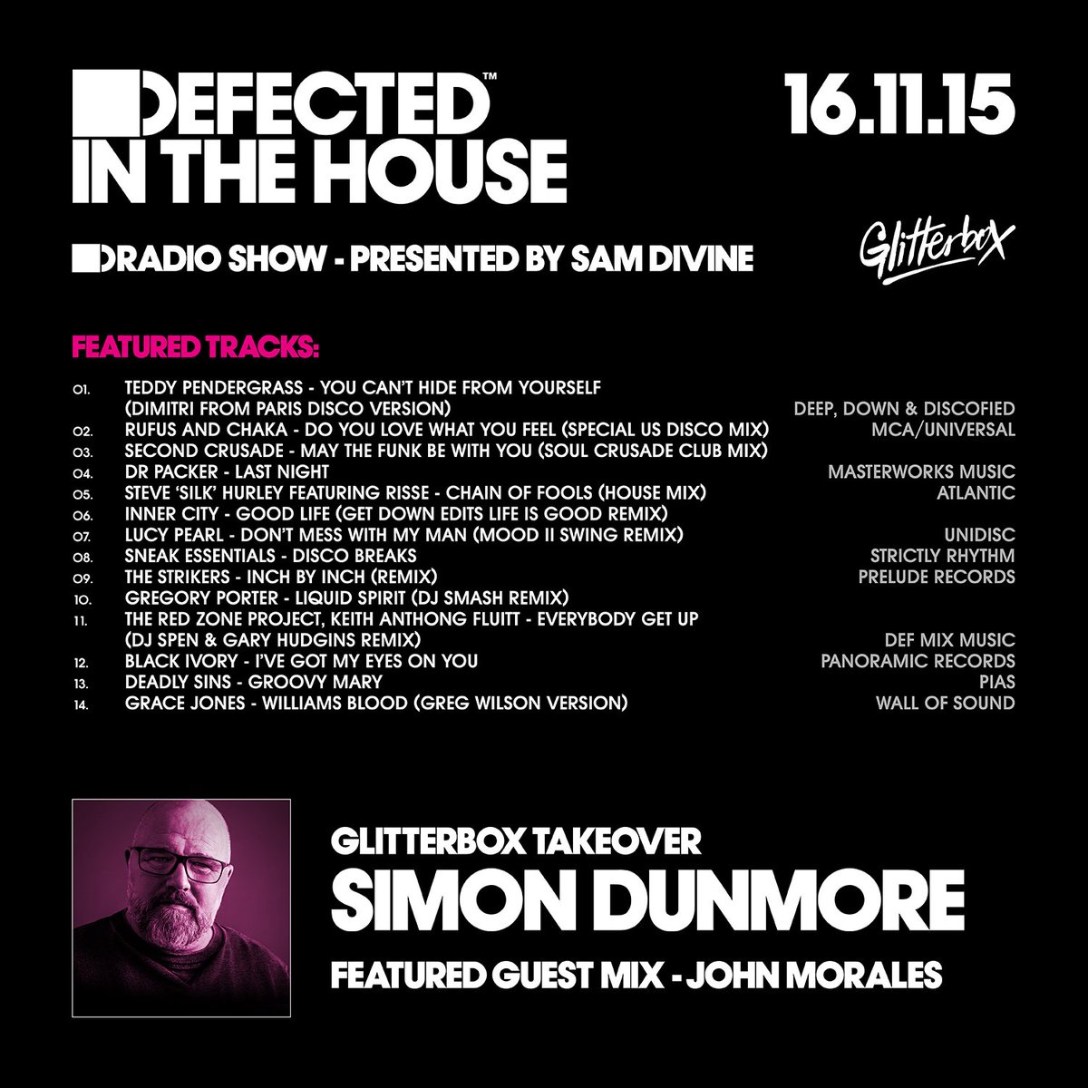 Friday night crew, listen back to <a href="/SimonDunmore/">Simon Dunmore</a> w/ <a href="/JohnTheMixer/">John Morales</a> (John Morales) guest mix >> defct.de/DRadio181