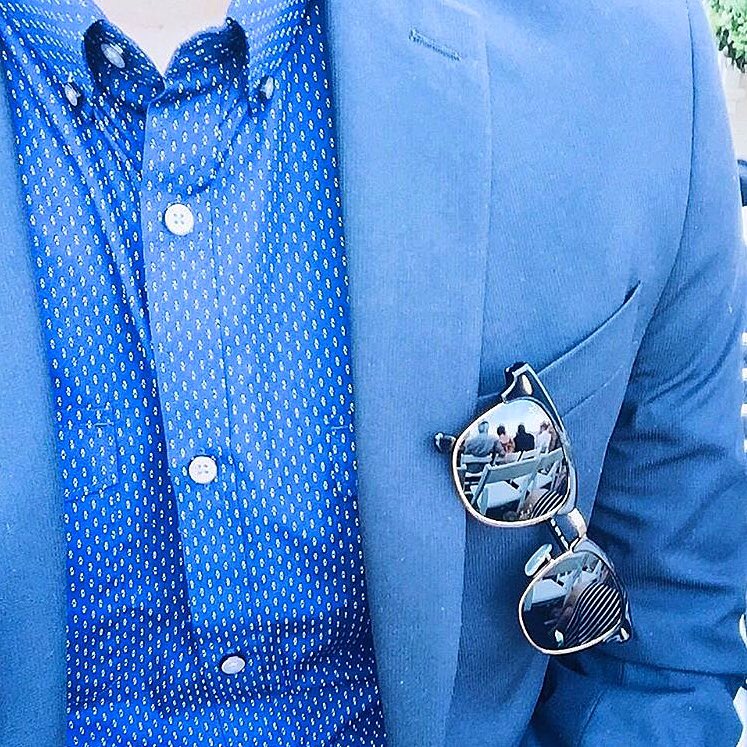 PerryEllis's tweet photo. A new view on blue. 📷 cred: @jrio707 #veryperry #streetstyle #menswear https://t.co/9hhAZ1al78