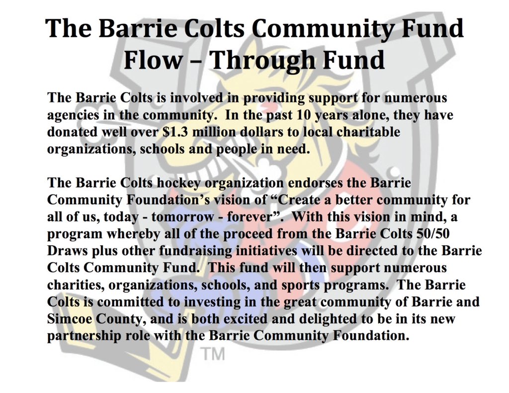 CommunityFnd's tweet photo. Did you get a 50/50 ticket at last nights Colts' Game?  $1,925 unclaimed!  Check out the Barrie Colts' Website https://t.co/ekVWMynmI7