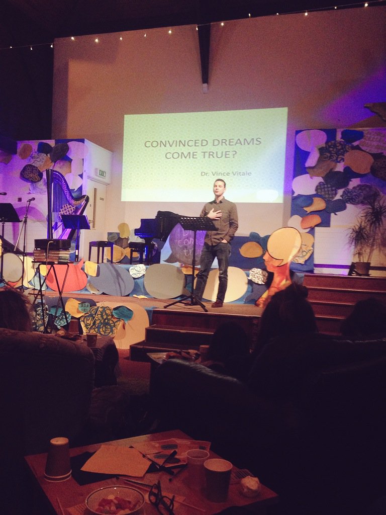 AtriumCU's tweet image. The final evening talk of @Convinced_Diff! @VinceRVitale on 'Convinced Dreams Come True'!