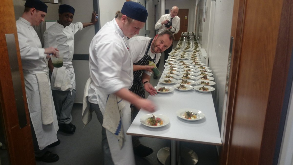 edinburghcoll's tweet photo. Now @chefneilforbes puts the finishing touches to his course with help from our students. #cookoff2015 https://t.co/1B2hktSAZs