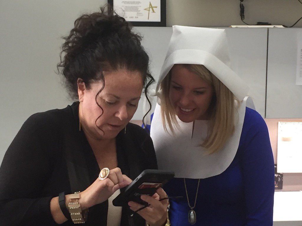 Is she a pilgrim or a nun? We deal with big questions here at the Institute.