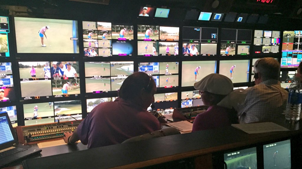 LPGAGirlsGolf's tweet photo. Beans wanted to know how the cameras moved so quickly from hole to hole on TV. So @GolfChannel showed her #BeansWeek https://t.co/1AWF8akqbR