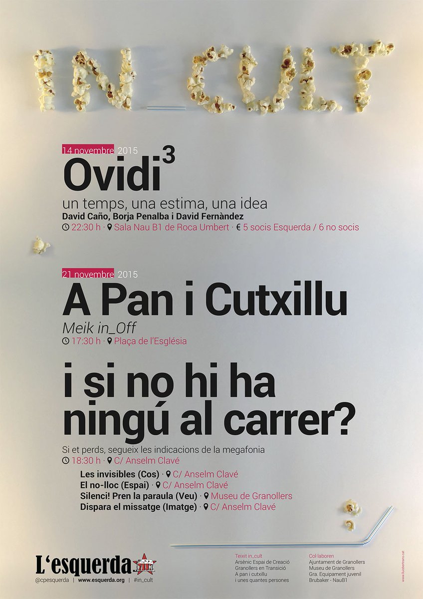 CPEsquerda's tweet photo. Demà l'#iin_cult pren el carrer amb dues accions curioses i diferents: https://t.co/hUxKvtwune https://t.co/XZBEfOkssh