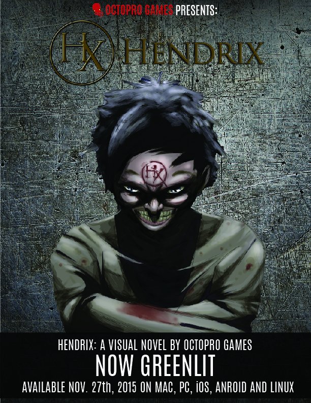 OctoProGames's tweet photo. Don't miss out on our release of Hendrix Nov. 27!  #visualnovel #STEAM #release #videogames https://t.co/6hvByJi6gK