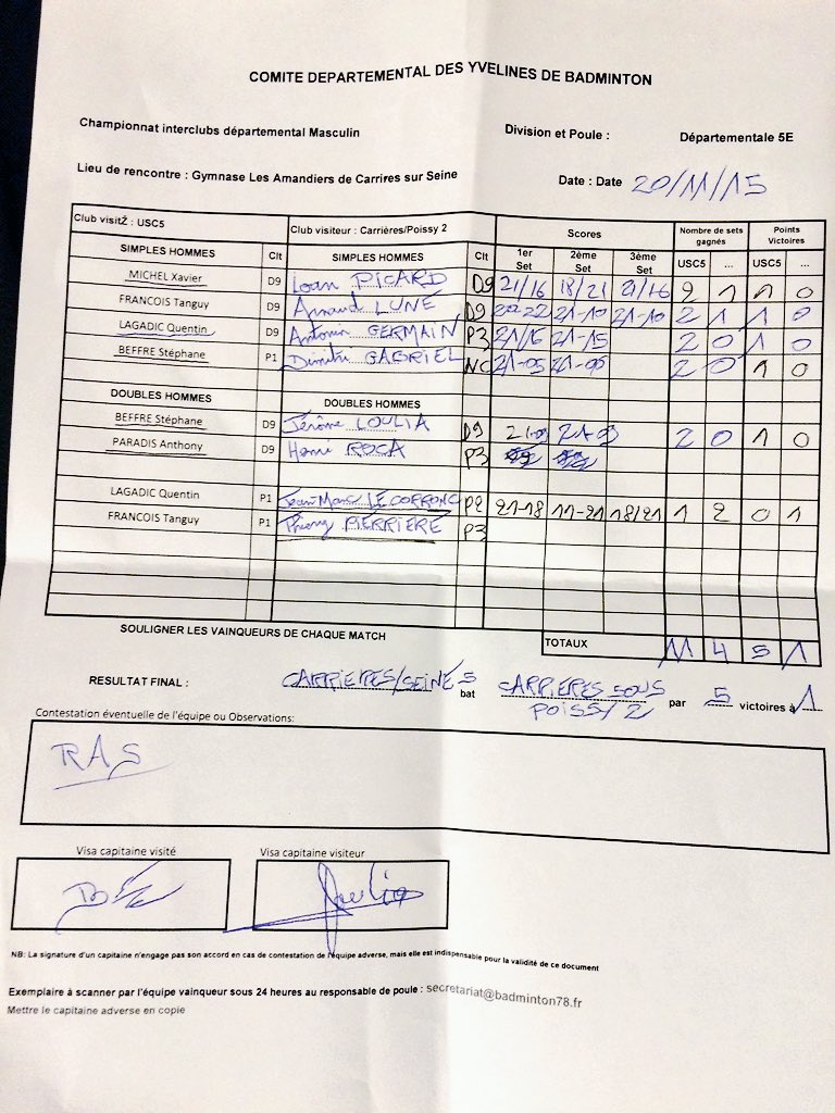USC78bad's tweet photo. J2 pour l'équipe 5 @USC78bad et 2nde victoire 5-1 @ domicile ! 🏸 #D5E #USC5 #interclubs #badminton https://t.co/bTJJLdsdT6