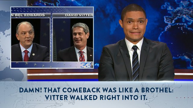 TheDailyShow's tweet photo. David Vitter's penchant for prostitutes becomes part of the Louisiana governor's race https://t.co/QbHnw1oxa3 https://t.co/se8pt0tQVe