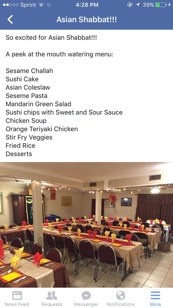 kuChabad's tweet photo. See everyone tonight at Asian Shabbat! Check out the menu! Mmmm https://t.co/IsvY7EeBPV