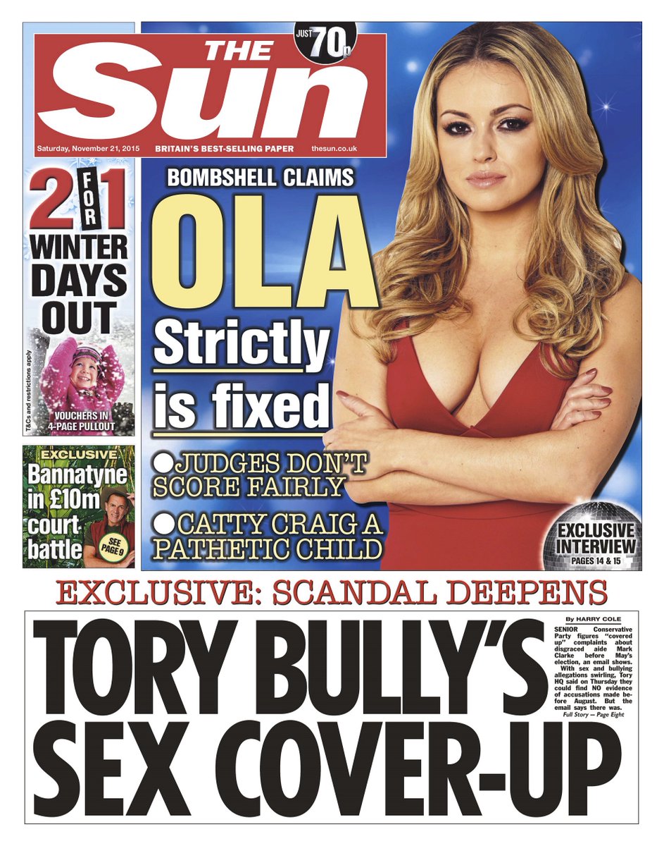 suttonnick's tweet photo. Saturday's Sun front page: Tory bully's sex cover-up #tomorrowspaperstoday #bbcpapers https://t.co/AloeGgSpMV