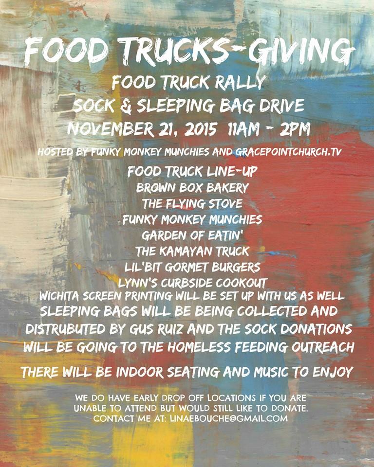 LilBitFoodTruck's tweet photo. Come on out for a good cause Saturday! We will collecting socks and sleeping bags for Wichita's homeless. https://t.co/poc2ksW258