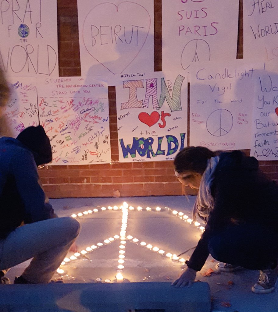 Olivia_Rindfuss's tweet photo. #TWCfall15 Vigil for those lost this week at the hands of violence.
#PrayForTheWorld https://t.co/7s7CRV4UcY