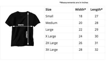 Loot Crate T Shirt Size Chart