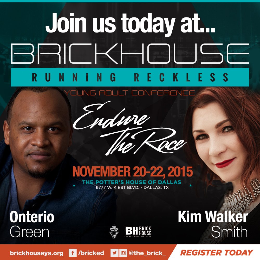 the_brick_'s tweet photo. Join Pastor Onterio Green and Kim Walker Smith at #RunningReckless15 https://t.co/nWtKiQdYI8