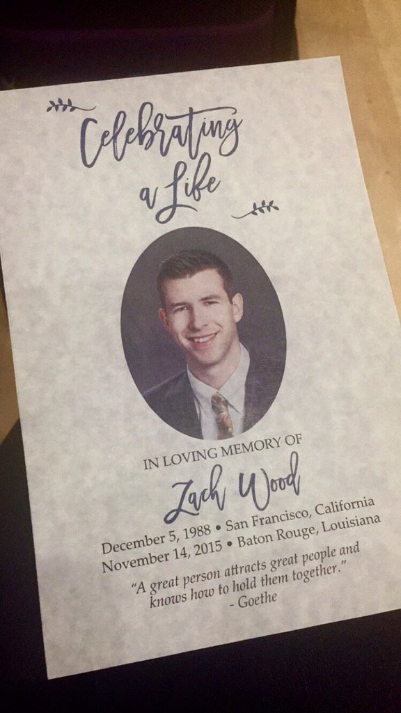 The memorial service for Zach Wood, LSU student killed in a cycling accident earlier this week, is about to begin.