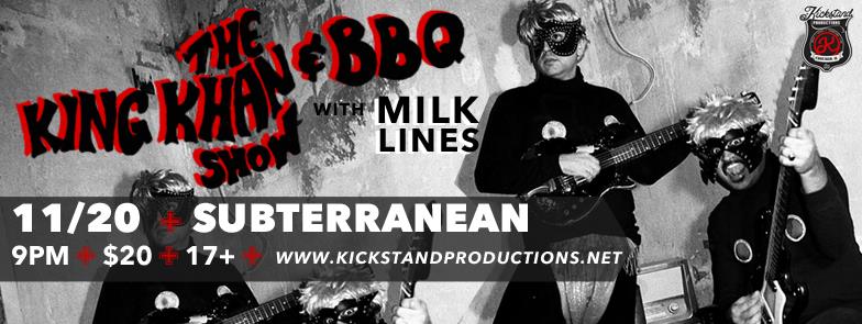 TONIGHT! <a href="/kkbbqshow/">THE KING KHAN & BBQ SHOW</a> w/ <a href="/Milk_Lines/">Milk Lines</a> <a href="/Subtchicago/">Subterranean</a>! Doors @ 8PM. Some tickets are still available <a href="/Ticketfly/">Ticketfly</a>!